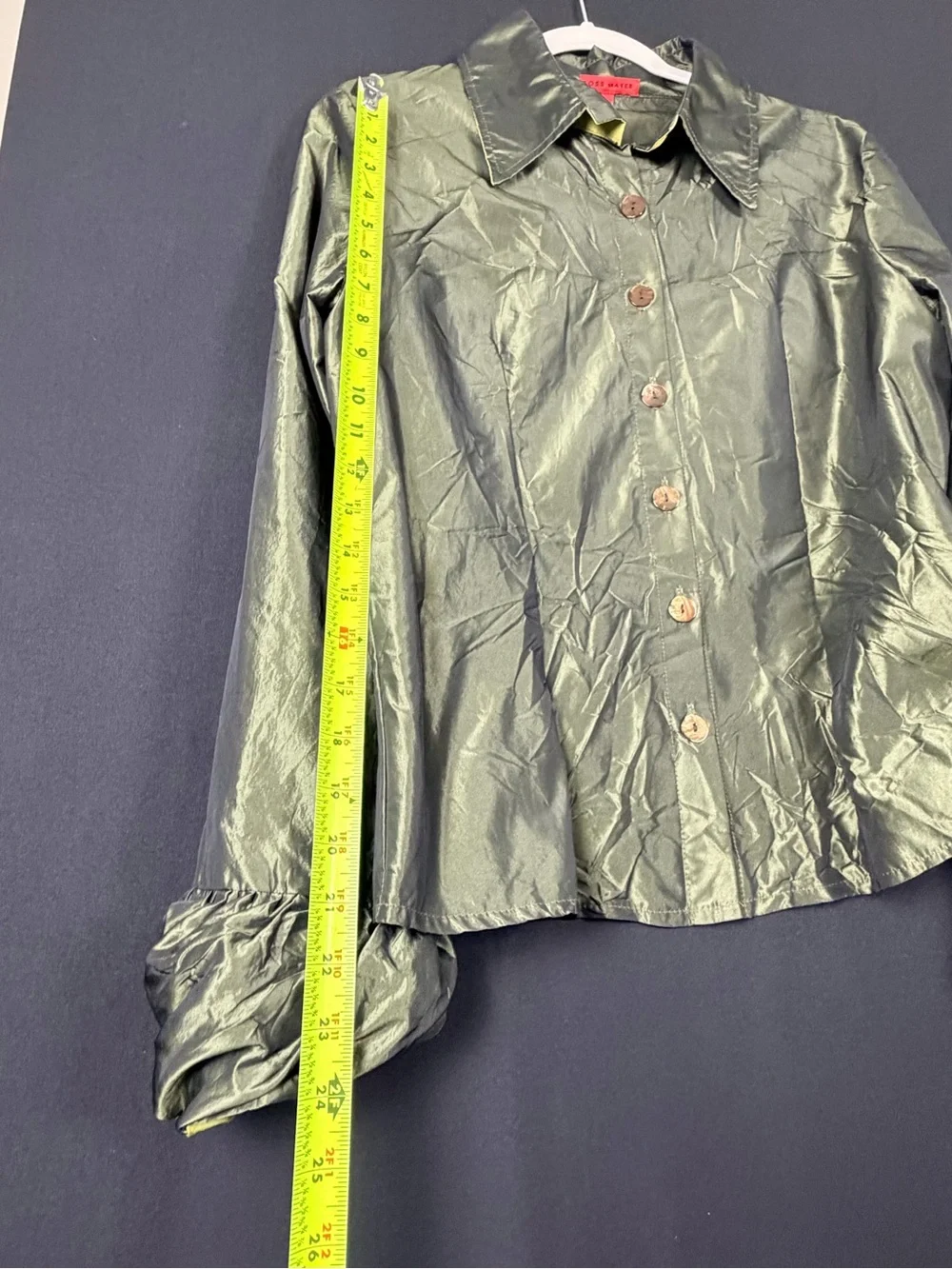 Ross Mayer Olive Green Two piece Taffeta Dress Suite Jacket & Layered Skirt Set
